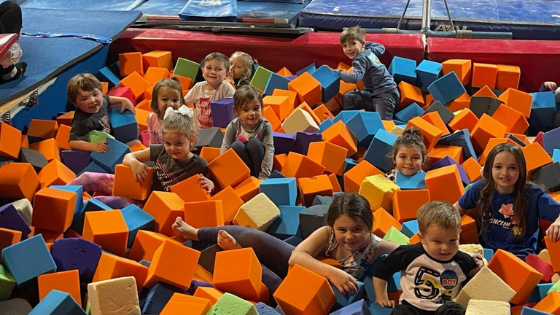 Kids in foam pit