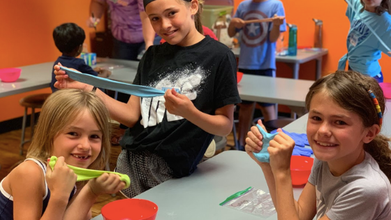 Kids making slime