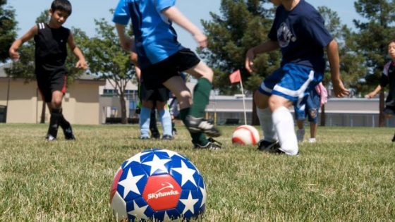 Kids playing soccer