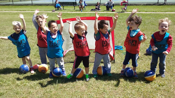 Kids playing soccer