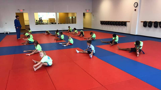 Kids in martial arts camp