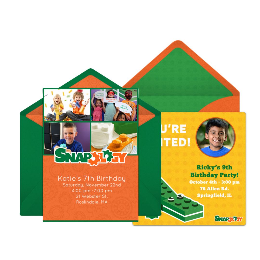 snapology digital birthday party invitation