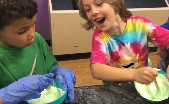 kids having fun making slime