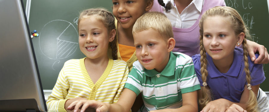 group of kids working on a project