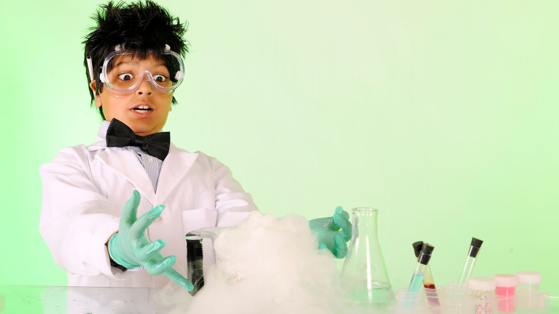 boy dressed as a mad scientist