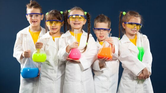 group of child scientists
